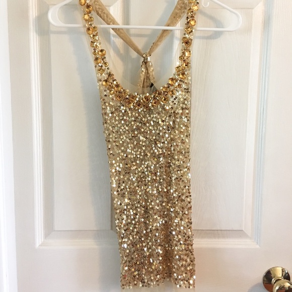 Arden B Tops - *Last Chance* Arden B Gold Sequin Racerback Tank